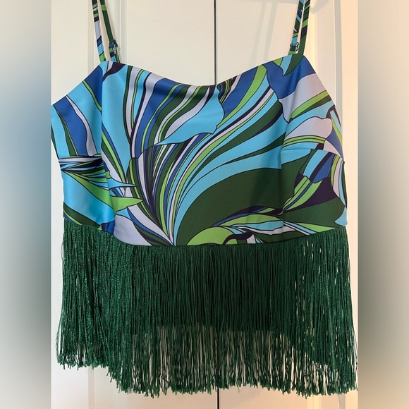 House of Harlow 1960 Green Crop Top with Fringe XS - Picture 1 of 5